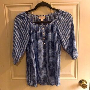 Loft Blue and White Flowy Top